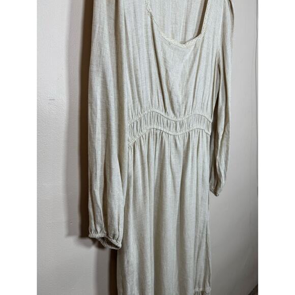 Lost + Wander Square Neck Milk Maid Puff Sleeve Maxi Dress Cottage Boho Cream L - Picture 3 of 10